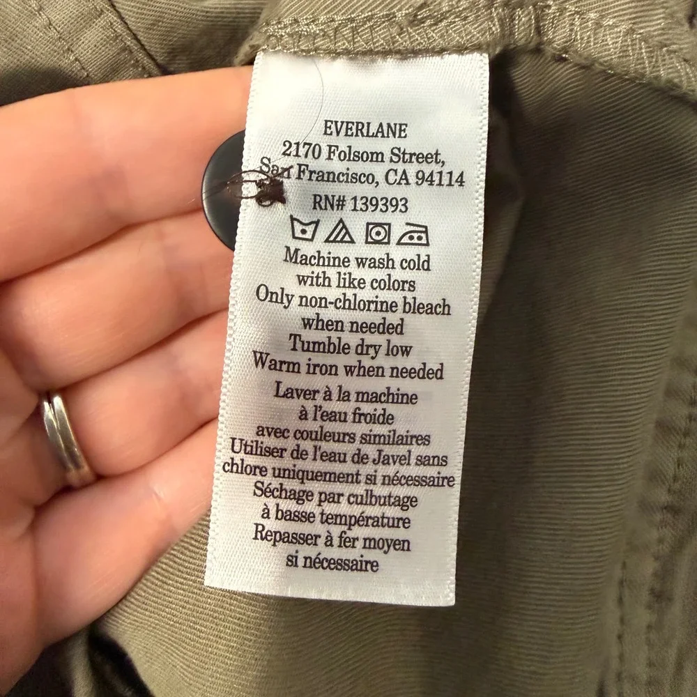 Everlane Womens Fatigue Barrel Pants 4 Olive Green Organic Cotton Linen Blend